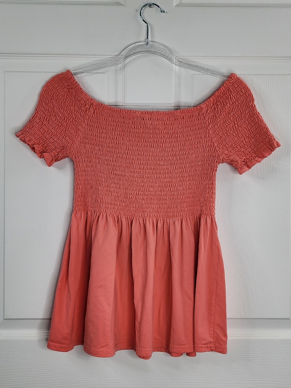 rue21 Smocked Short-Sleeve Top | Coral Pink | Size XL